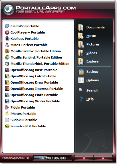 PortableApps.com Suite Menu